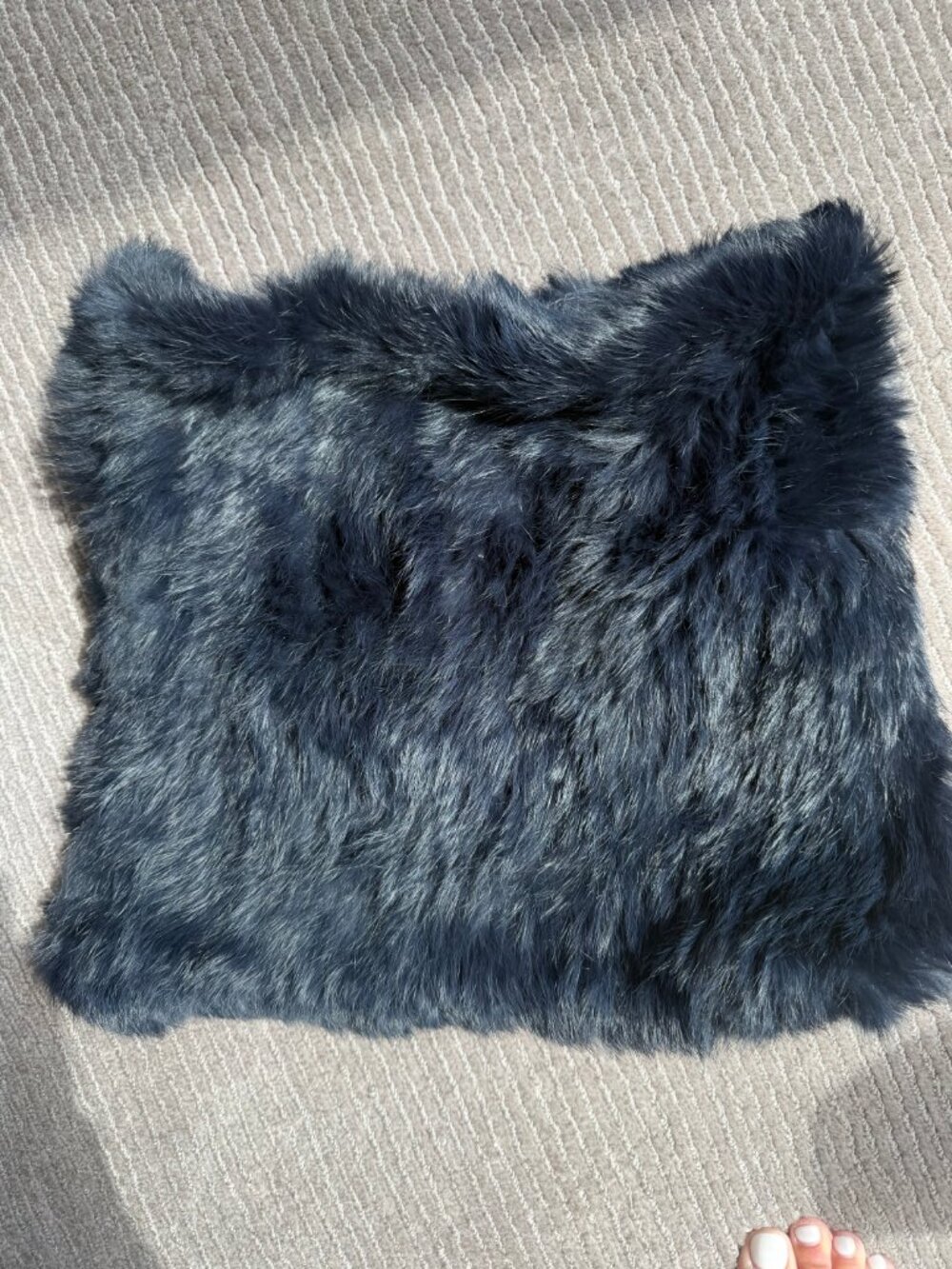 NWOT Yves Salomon Dyed Rabbit Fur Snood Neck Warmer Navy/Black